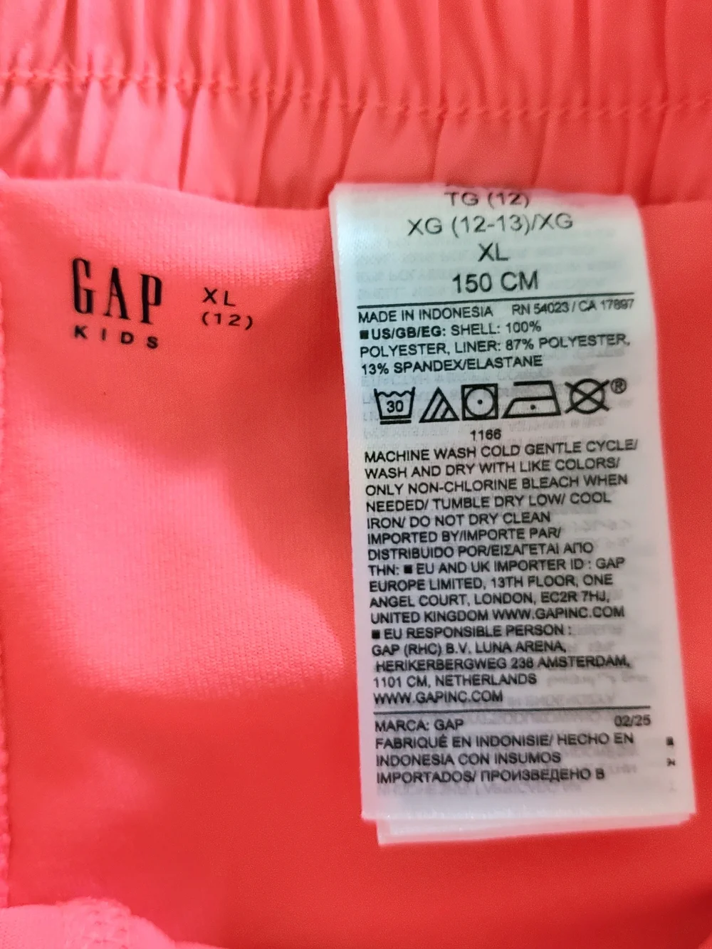 Gap Kids Girl's Quick-Dry Butterfly-Hem Run Shorts Sz. XL (12) Pink EUC